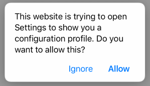 Safari asks to open a configuration profile
