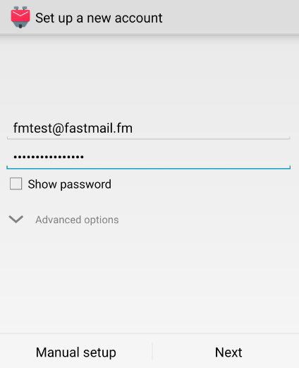 Screen with username and password entered.