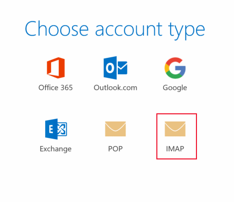 Choose account type screenshot