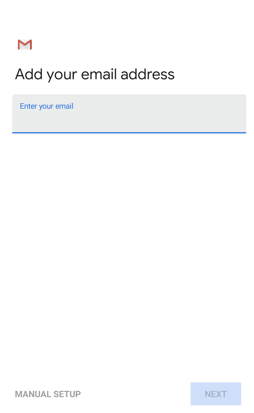 Screen to enter you email address