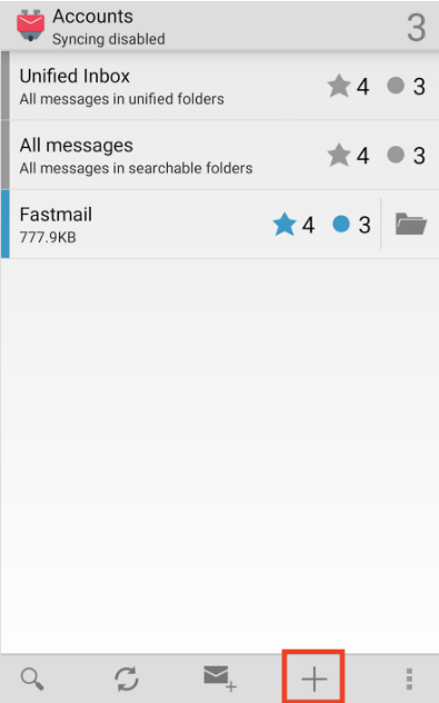 K-9 Mail Home screen