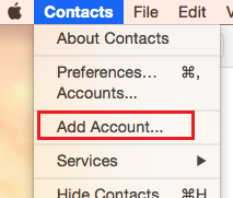 Contacts, Add Account