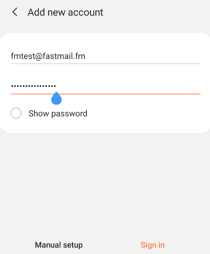 Screen which allows you to enter the username and password