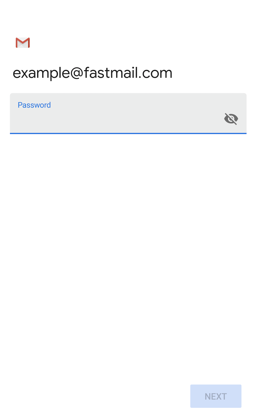 Screen to enter your App-Password