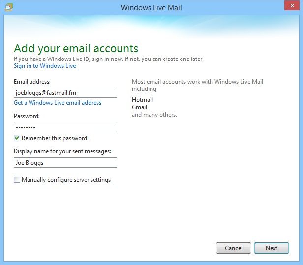 opera mail win7