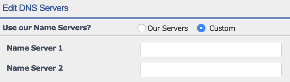 The blank Enom nameserver fields